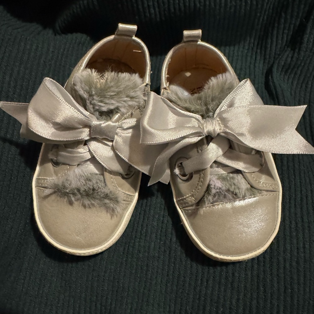 Badgley Mischka Silver Sneakers with Decorative Bow